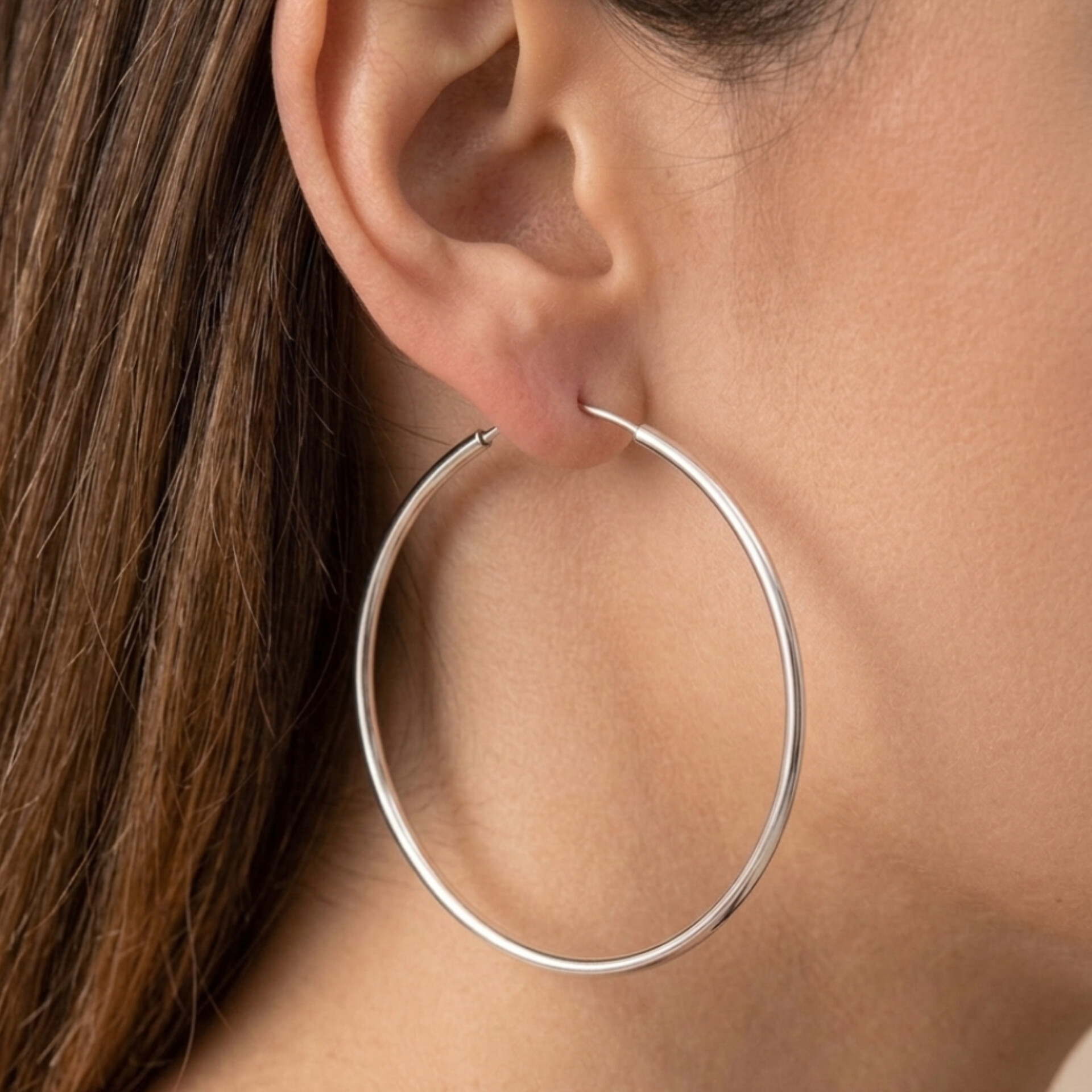 گوشواره حلقه‌ای سیلور طرح طلا زنانه برند ژوپینگ رنگ ثابت و ضدحساسیت